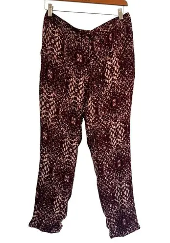 Haute Hippie The Tailored Slim Shady Pants Silk Sz 6 Merlot Snake Print