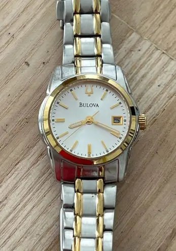 Bulova Ladies Watch Two-Tone Bracelet Round Stainless Steel Dial Date Window