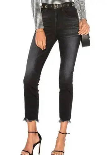 3X1 STRAIGHT AUTHENTIC CROP JEAN Black Wash Frayed Hem EUC Size 24