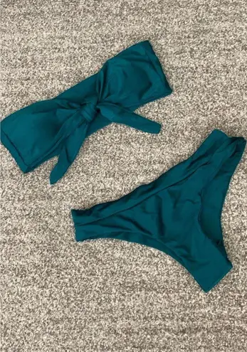 SheIn Teal Bikini Swimsuit Tie Front