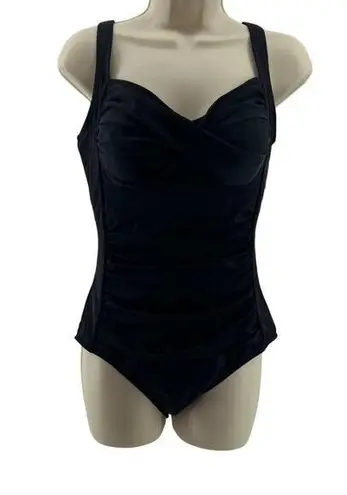 Swimsuits For All Black Ruched One Piece Swimsuit Womens Size 12