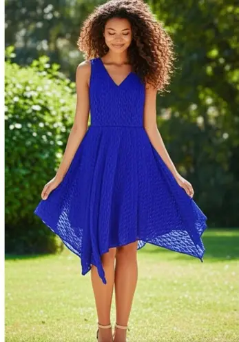 Shoshanna Emmy Designer Dress V-Neck Sleeveless Cobalt Blue Midi Sz 4 MSRP $330