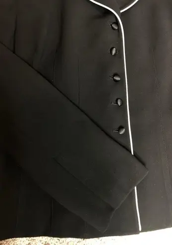 Laura Scott Vintage Black With White Lined Button Up Blazer