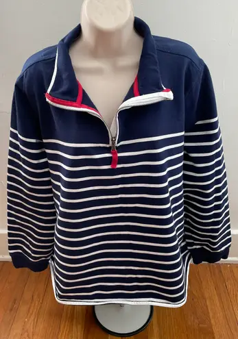 WoolOvers 100% Organic Cotton Striped Blue White Marine Vibe Sweater, size XXL