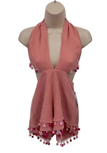 Majorelle Revolve Coquette Festival Romper Womens Small Pink Pom Pom Cotton NEW