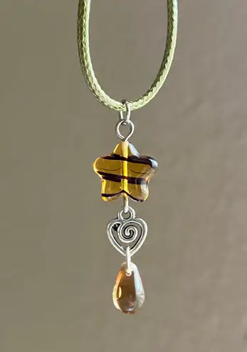 Handmade unique retro vintage chic fairy boho style necklace w/ quality Czech glass beads mix 🌀🍃💛