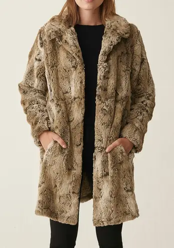 Dylan Anthropologie Long Sleeve Button Up Faux Fur Coat Jacket Brown Medium