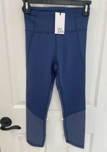 Iris & Ink Athletic Crop Leggings Navy Heather Patriot Blue Women’s Size S