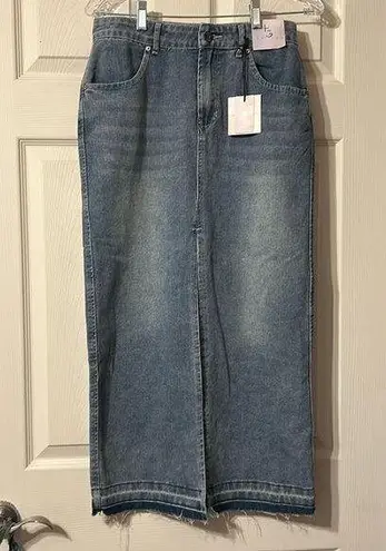 NWT Happily Grey Denim Jean Maxi Skirt 5 Size undefined