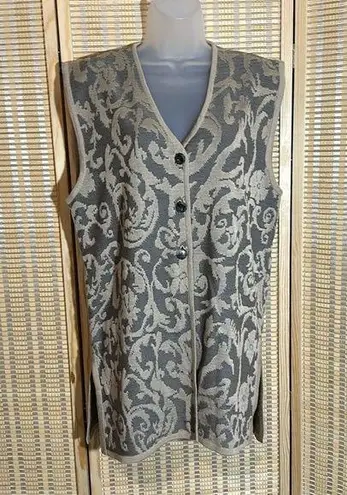 Jacques Vert Vintage 1990s Long Black and Tan Knit Sweater Vest Large?