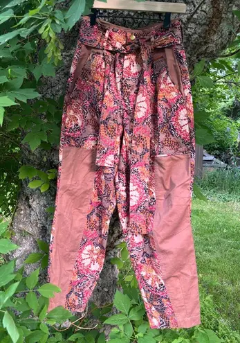 NWT Chufy Ciji patterned tapered fit belted trouser pants Brown Size M - Image 1