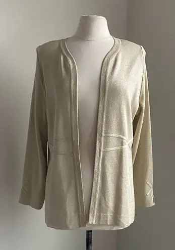 Misook Open-Front Cardigan Womens Sz Large Gold Champagne Metallic