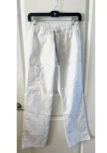 WonderWink Wonderwork Scrub Pant Women XS Cargo White NWOT pockets drawstring stretch waist