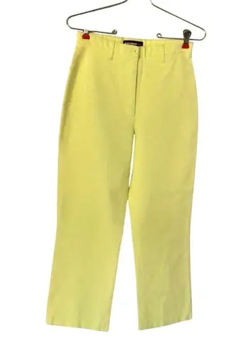 Cambio Mary Modern Classics Denim Pant 4/6 S Chartreuse Back Slit Capri $165 NWT Green
