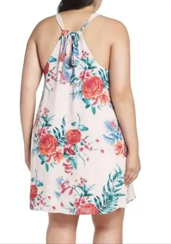 Gibson Naples Dress Women's Large Pink Floral Sleeveless Halter Neck