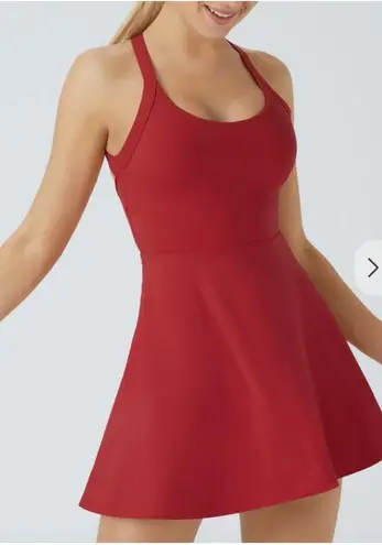 Halara Dress Womens Medium Red Backless Twisted Halter Neck Fit and Flare Mini