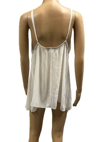 Linea Donatella  White Satin Lingerie Peignoir Set Nightgown and Robe Beaded XL