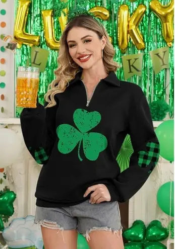 Womens Spadehill St. Patrick's Day Quarter Zip Long Sleeve Sweatshirt