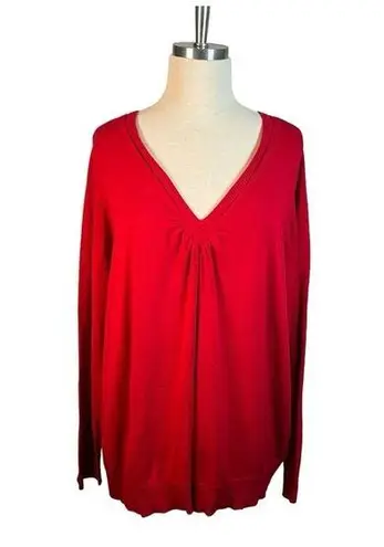 Lane Bryant  BRIGHT RED V-NECK SWEATER SOFT COZY WOMEN PLUS SIZE 22/24