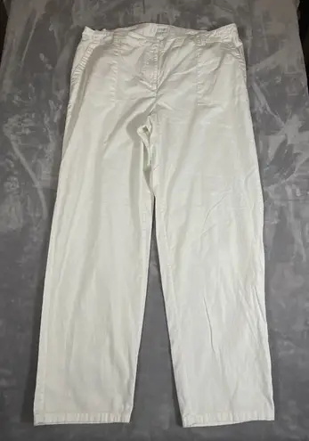 J. Jill Wide Leg Pants 18 White Elastic Linen Cotton Blend Stretch Full Length Size 18P