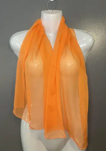 Sheer Chiffon Scarf Womens One Size Orange Hand Rolled Hem Lightweight Shawl