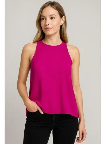 Violet+Claire Pink Pleated Sleeveless Blouse Women’s M High Neck Split Back