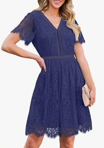 Merokeety V Neck Lace Dress