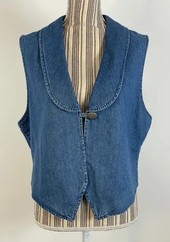 Sunbelt Denim Vintage Vest One Button Shawl Collar Size Large Blue
