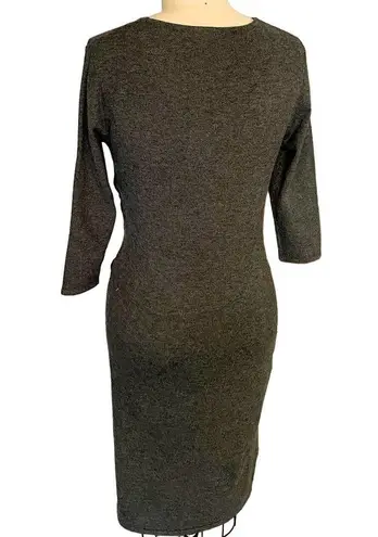 Kerisma Dark Gray Women's Form Fitting Sweater Dress Waist Tie 3/4 Sleeves