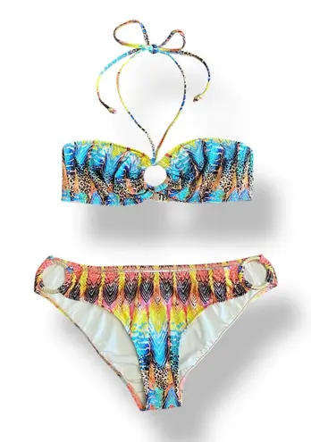 Milly Cabana Faux Snake Skin Bikini Set Women’s Size M Top and Size L Bottoms Size M