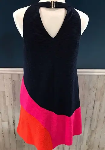 Slate + Willow  Navy Color Block Halter Keyhole