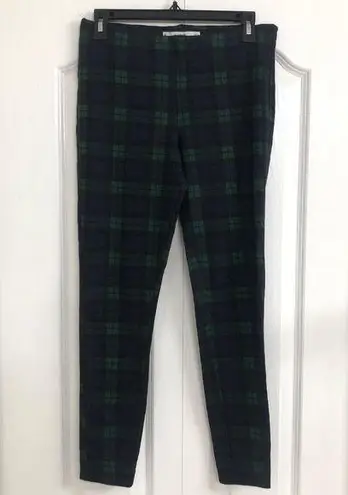 MNG Basics womens plaid flannel pull on pants green medium