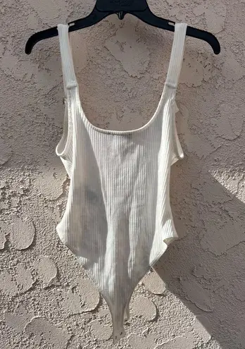 Forever 21 LG  white ribbed buckle  bodysuit