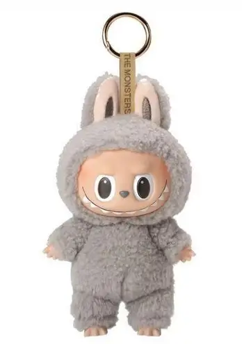 Pop Mart The Monsters Exciting Macaron Sesame Bean Labubu Blind Box Keychain Gray