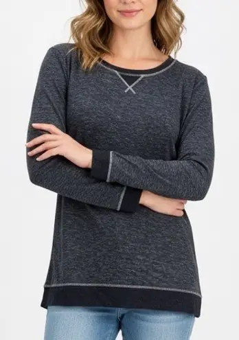 Felina Petite Gray Marled Long Sleeve Top Knit Casual Everyday Size M Size M