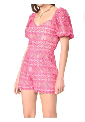 Adelyn Rae PRAYA TIE BACK CROCHET LACE SORBET PINK ROMPER