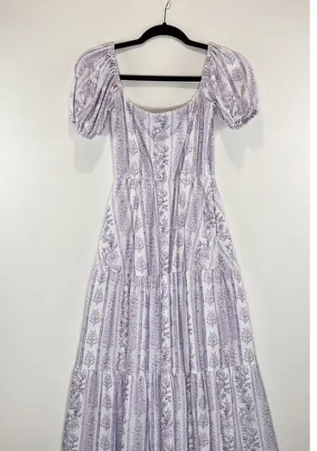Smith & Quinn Womens Dress Purple Maxi Floral Puff Sleeve Tiered A Line Boho XS