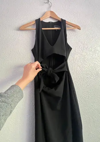 Nookie black midriff cut out high neck bodycon midi form shaping dress M