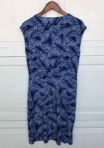 Micheal Kors Womens Dress Blue Tie Dye Faux Wrap Stretchy V Neck Size Large