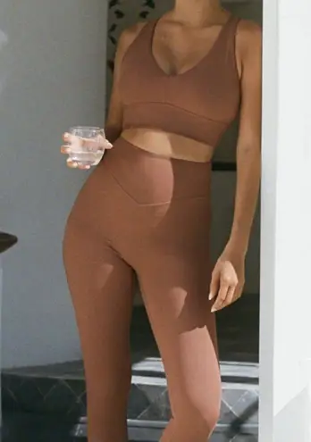 BERLOOK Brown V Neck Sports Bra