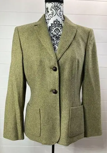 Piazza Sempione  Equestrian Blazer Womens Sz 48 US L Cashmere Green * Tiny Flaw