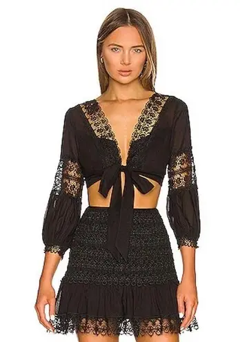 CHARO RUIZ IBIZA Vania Blouse and Fleur Mini Skirt Set in Black Sz S