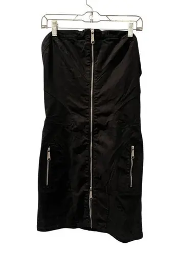 Diesel Strapless Black Dress Women's Size Medium Cotton Blend Zippers Open Back