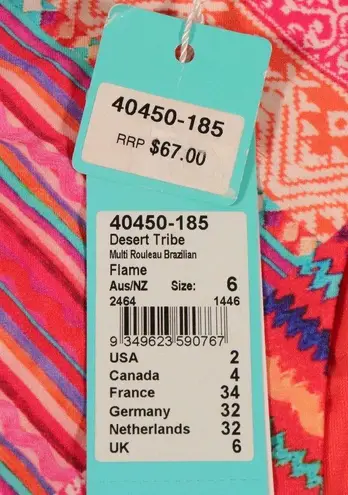 Seafolly NWT Multi Rouleau Brazilian in Desert Flame