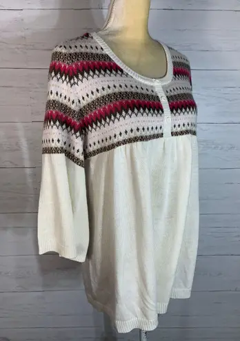 basic editions fair isle henley sweater size XL Juniors