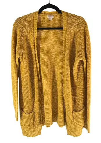 Mossimo Womens Cardigan Sweater Open Front Pockets Textured Yellow XL