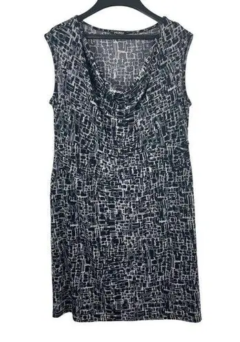George Black Gray Geometric Sleeveless Cowl Neck Empire Waist Pullover Dress XL