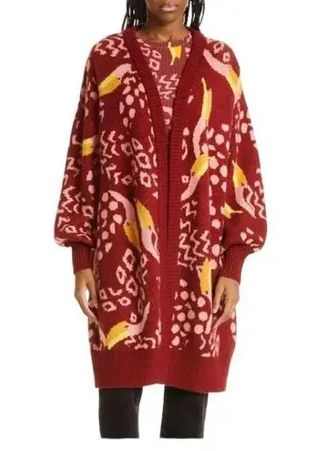 Farm Rio Women's Burgundy Toucanissimo Cardigan Sweater Red Size L