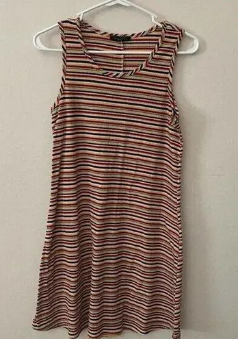 Can’t Miss Rainbow Stripe Ribbed Tank Dress Womens Size Medium