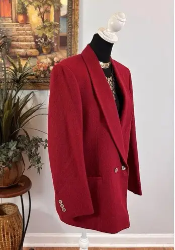 PBM Womens 12 Red Lined Double Breasted Button Collared Long Sleeve 100% Camel